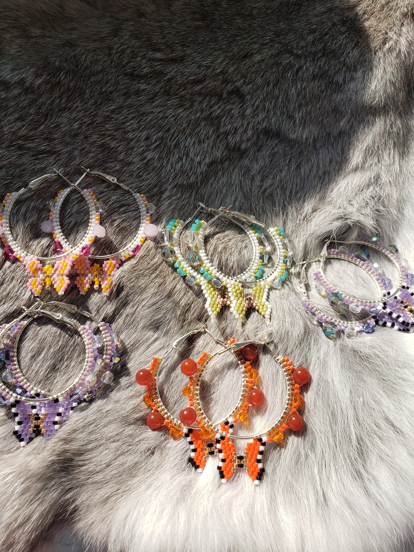 Purple Butterfly Hoops