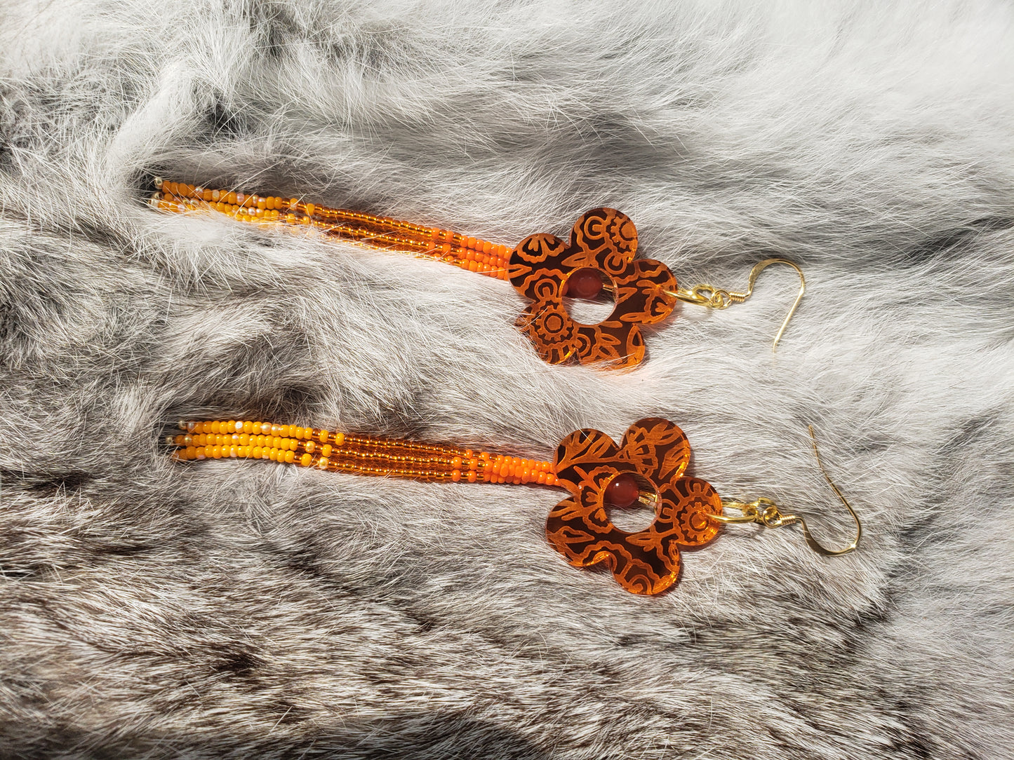 Orange Mirror Flower Fringe