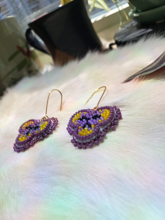 Purple Pansy Earrings