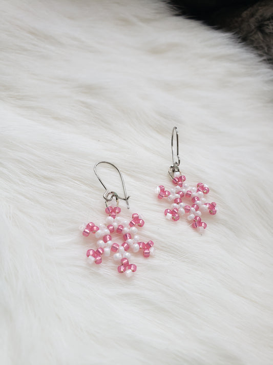Pink Snowflake Earrings