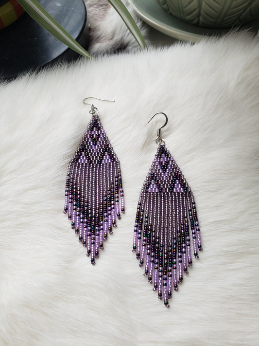 Purple Fringe Earrings