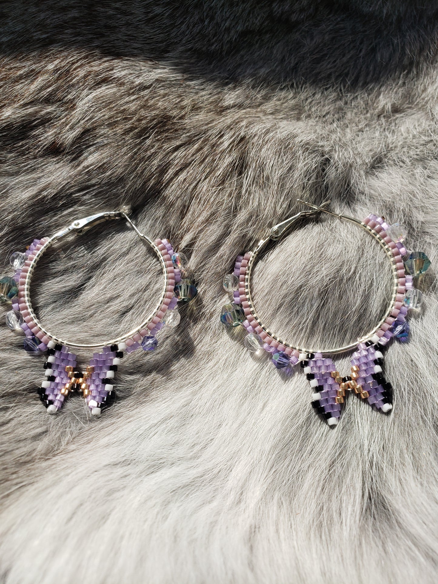 Purple Butterfly Hoops