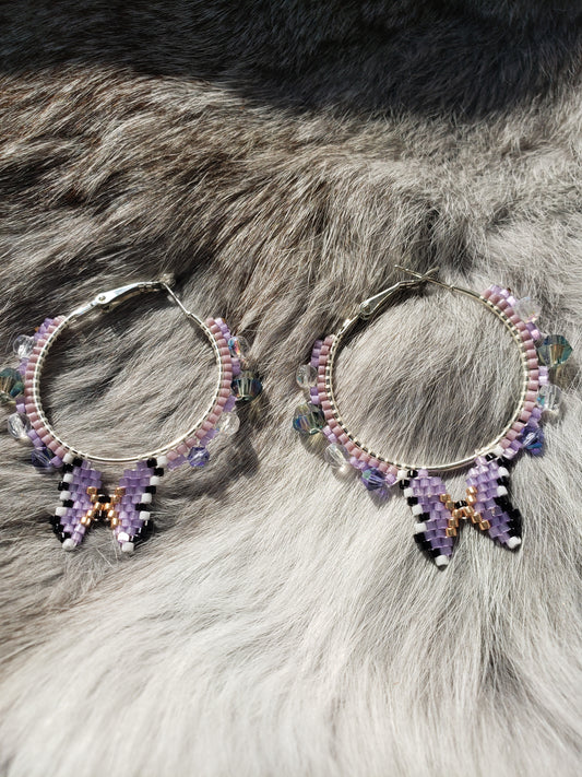 Purple Butterfly Hoops