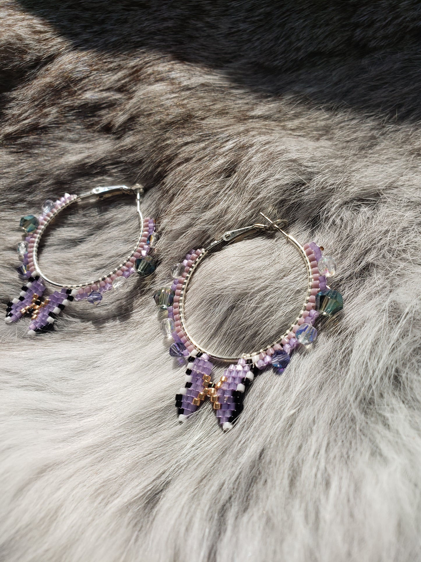 Purple Butterfly Hoops