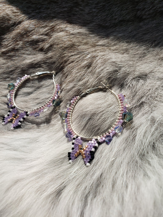 Purple Butterfly Hoops