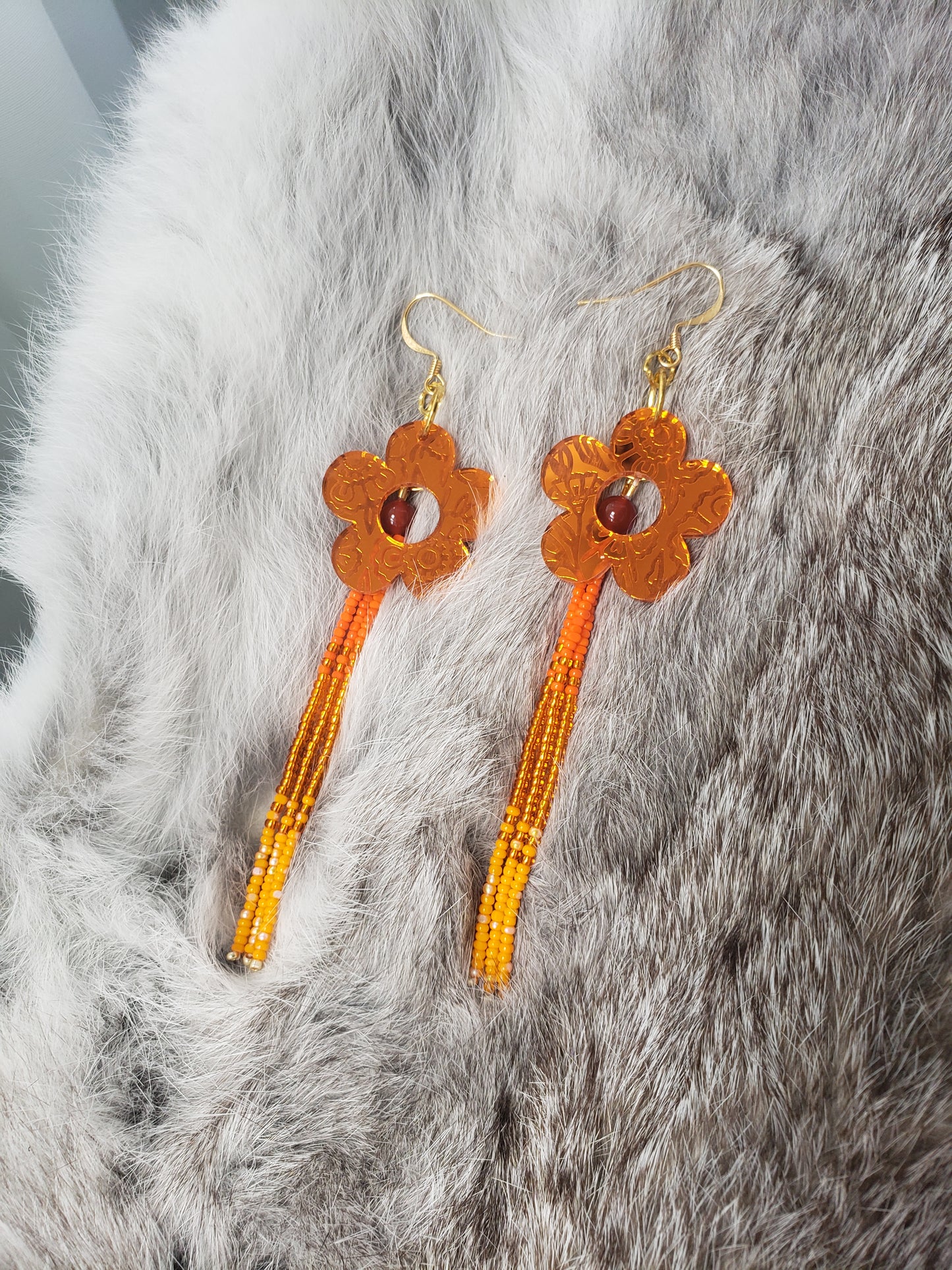 Orange Mirror Flower Fringe