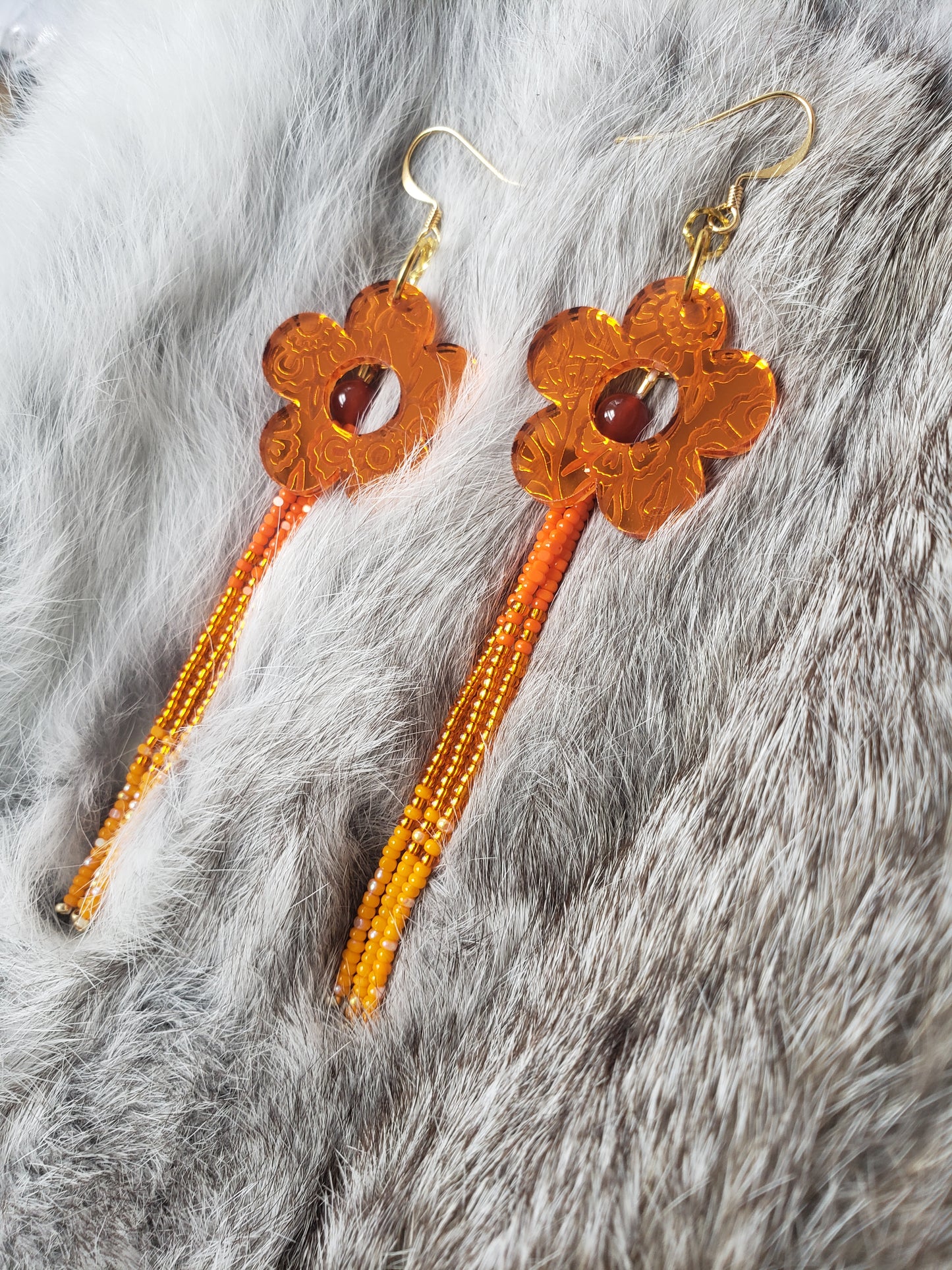 Orange Mirror Flower Fringe