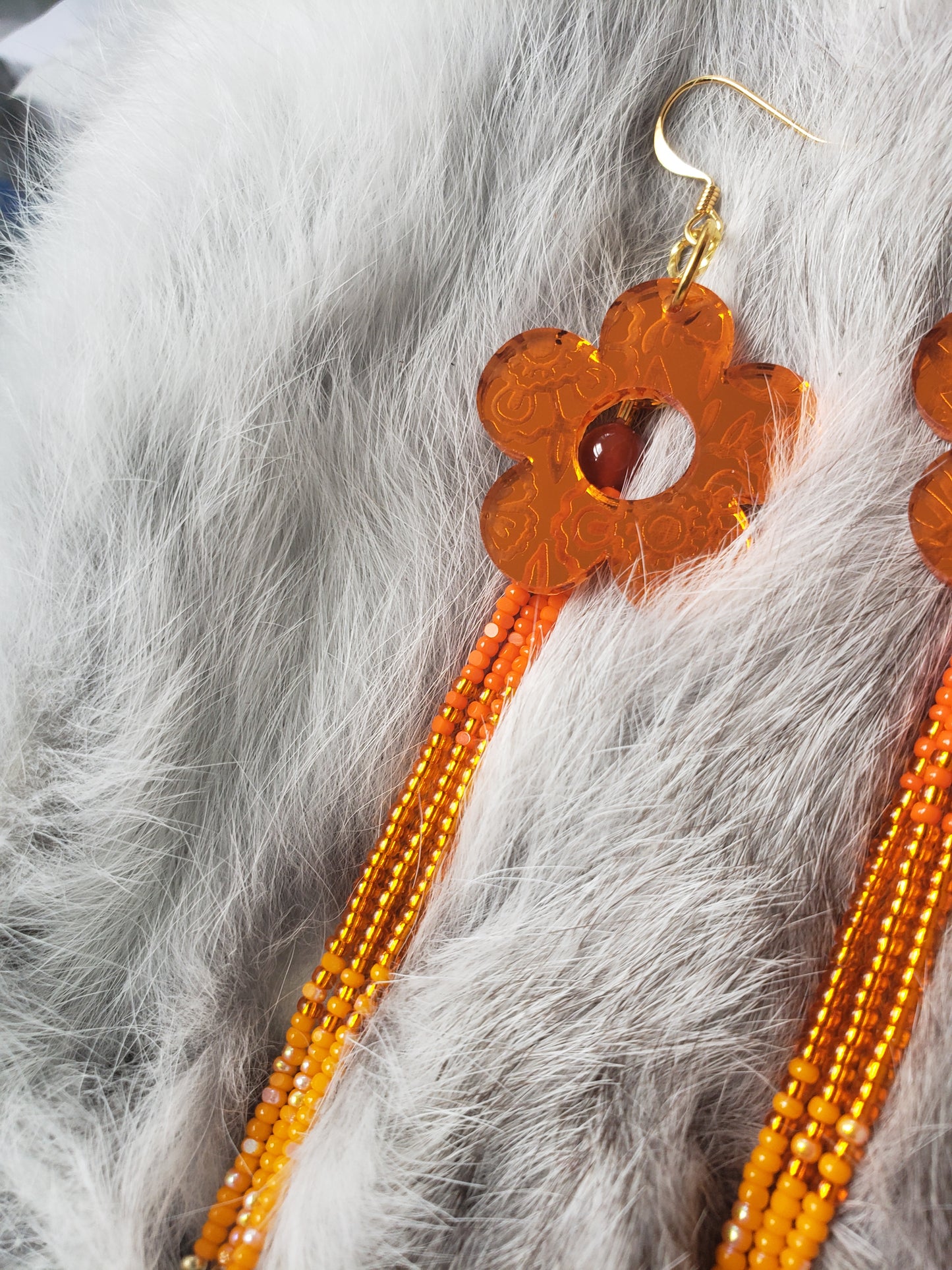 Orange Mirror Flower Fringe