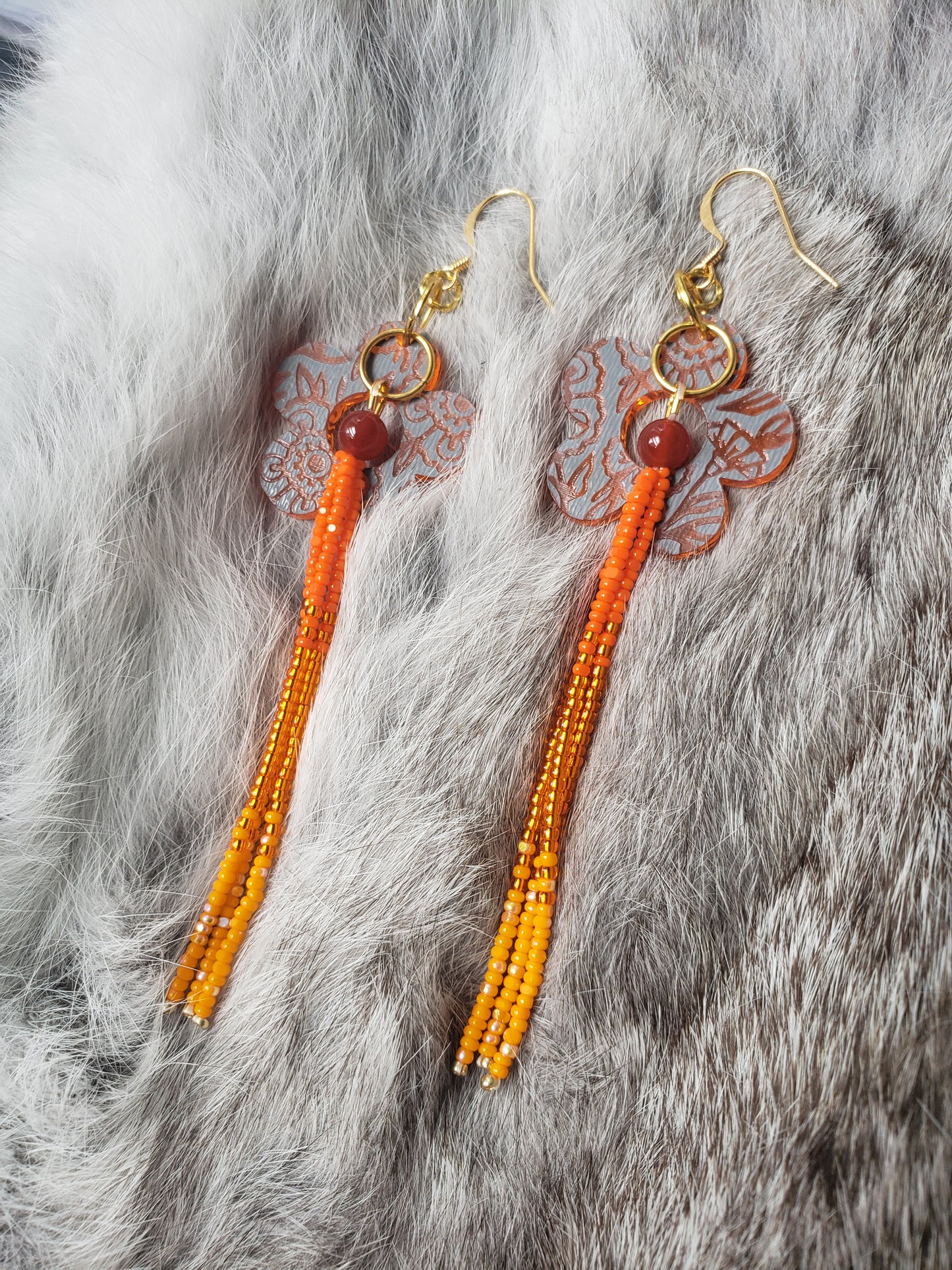 Orange Mirror Flower Fringe