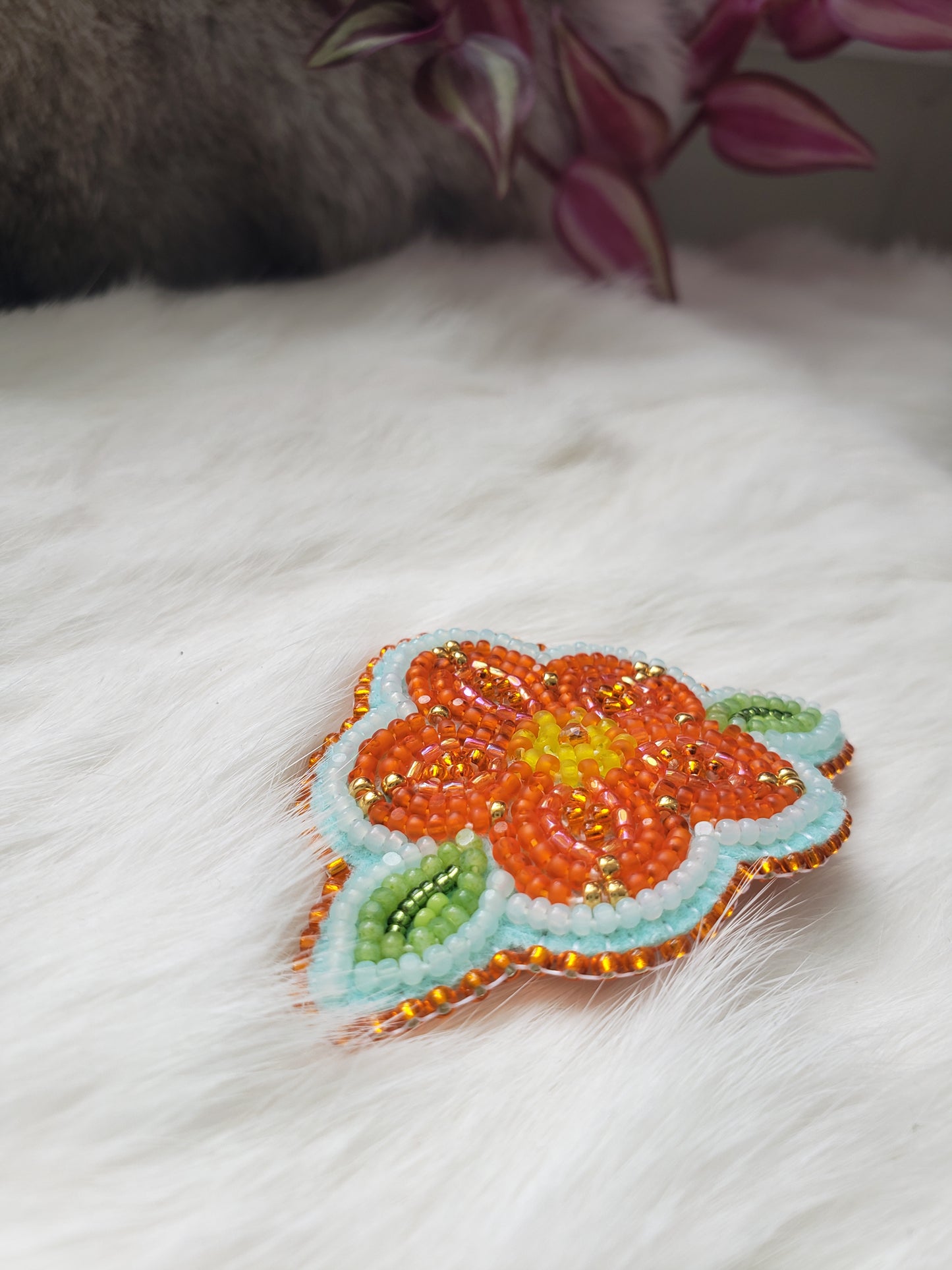 Orange Flower Barrette