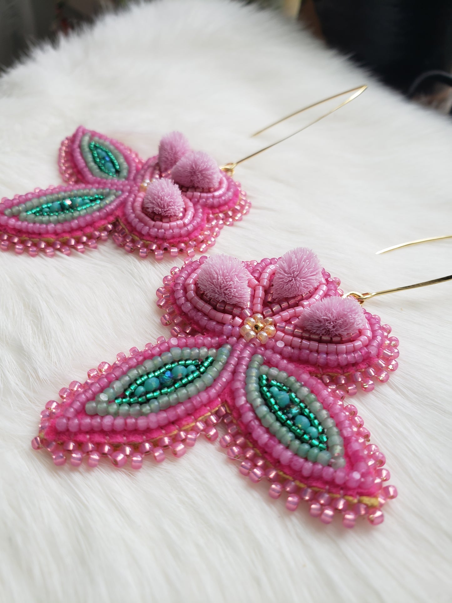 Pink Tufted Earrings