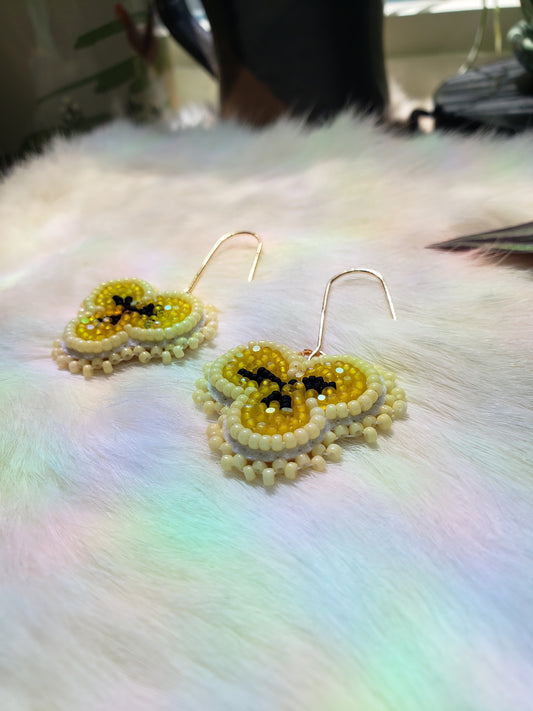 Yellow Pansy Earrings