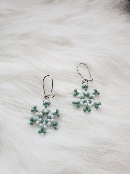 Sage Snowflake Earrings