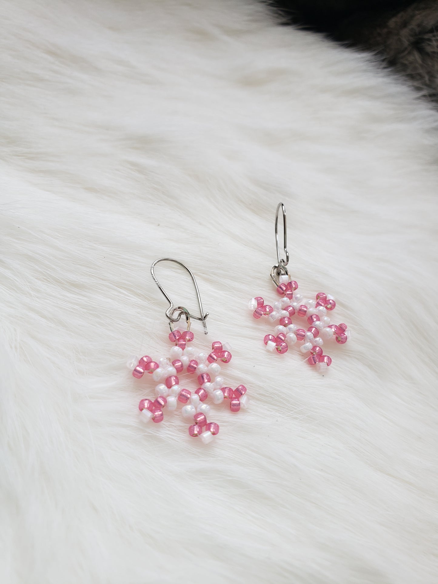 Pink Snowflake Earrings