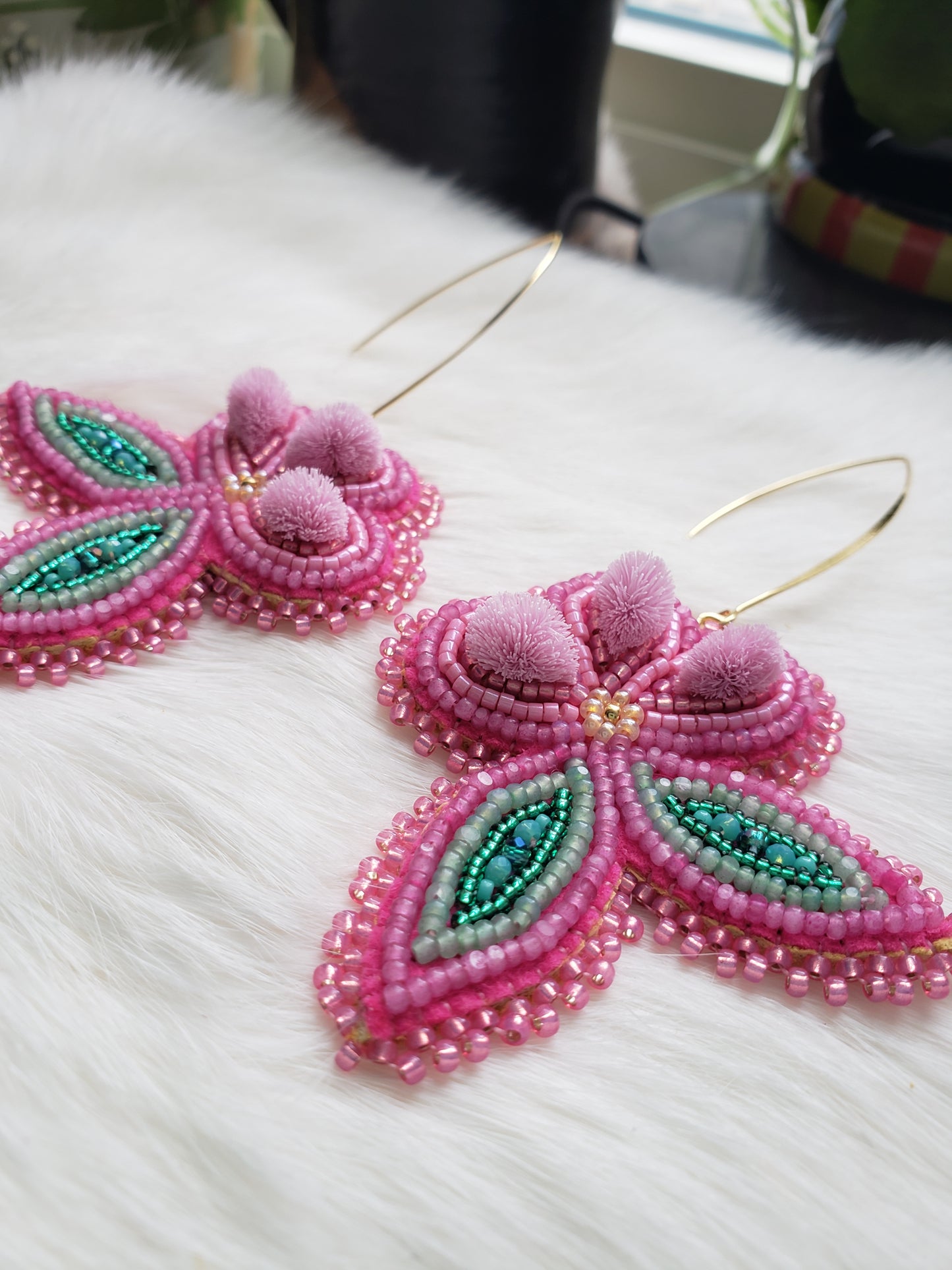 Pink Tufted Earrings