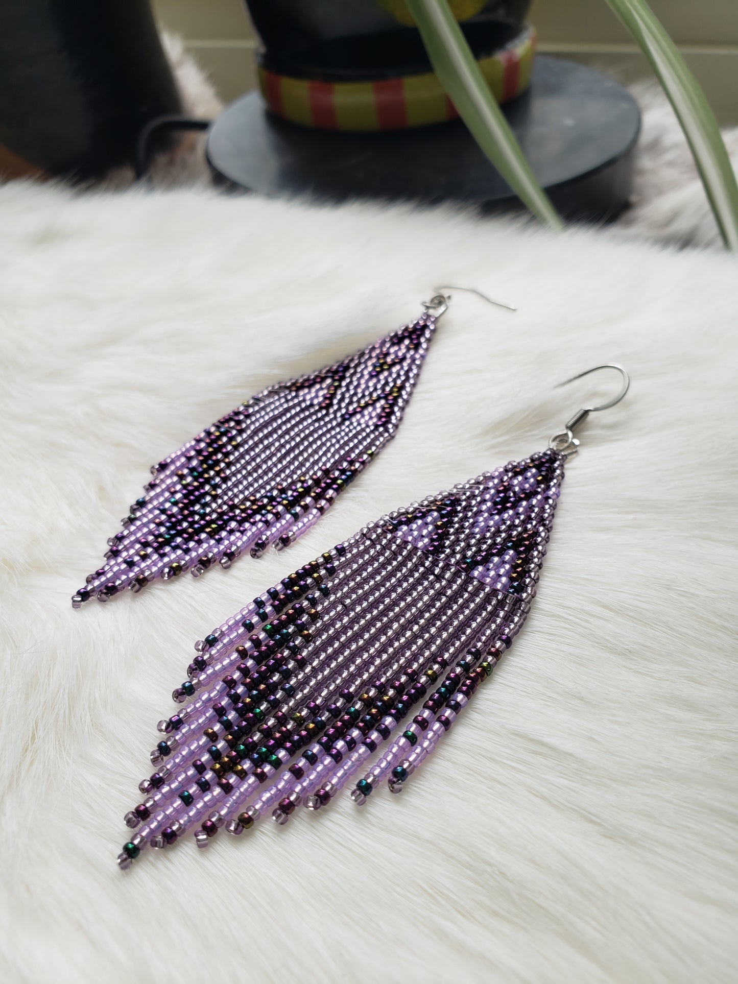 Purple Fringe Earrings