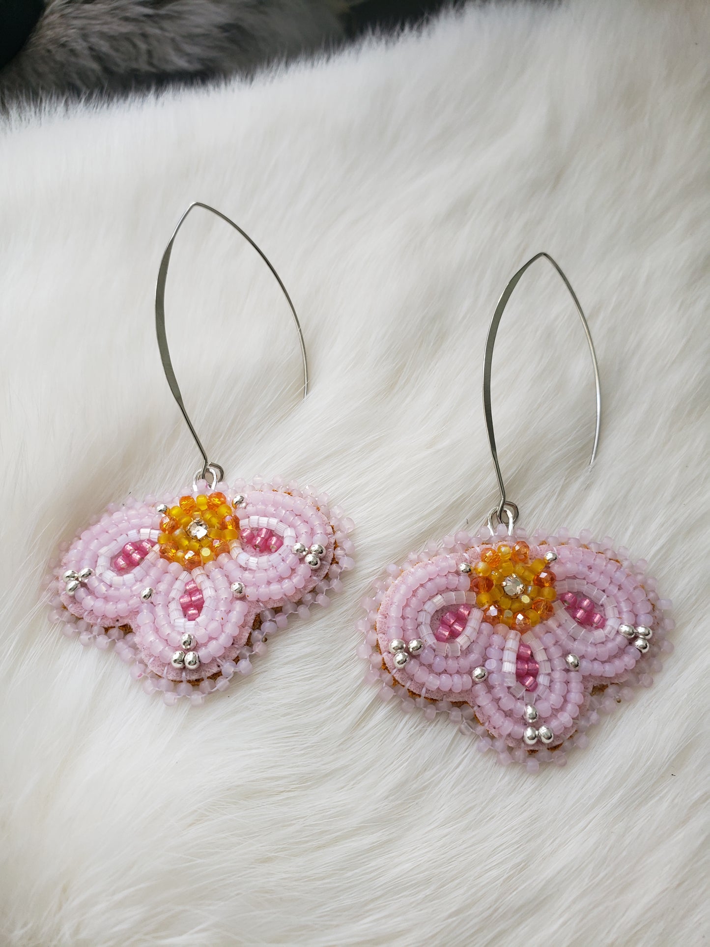 Pink Flower Earrings