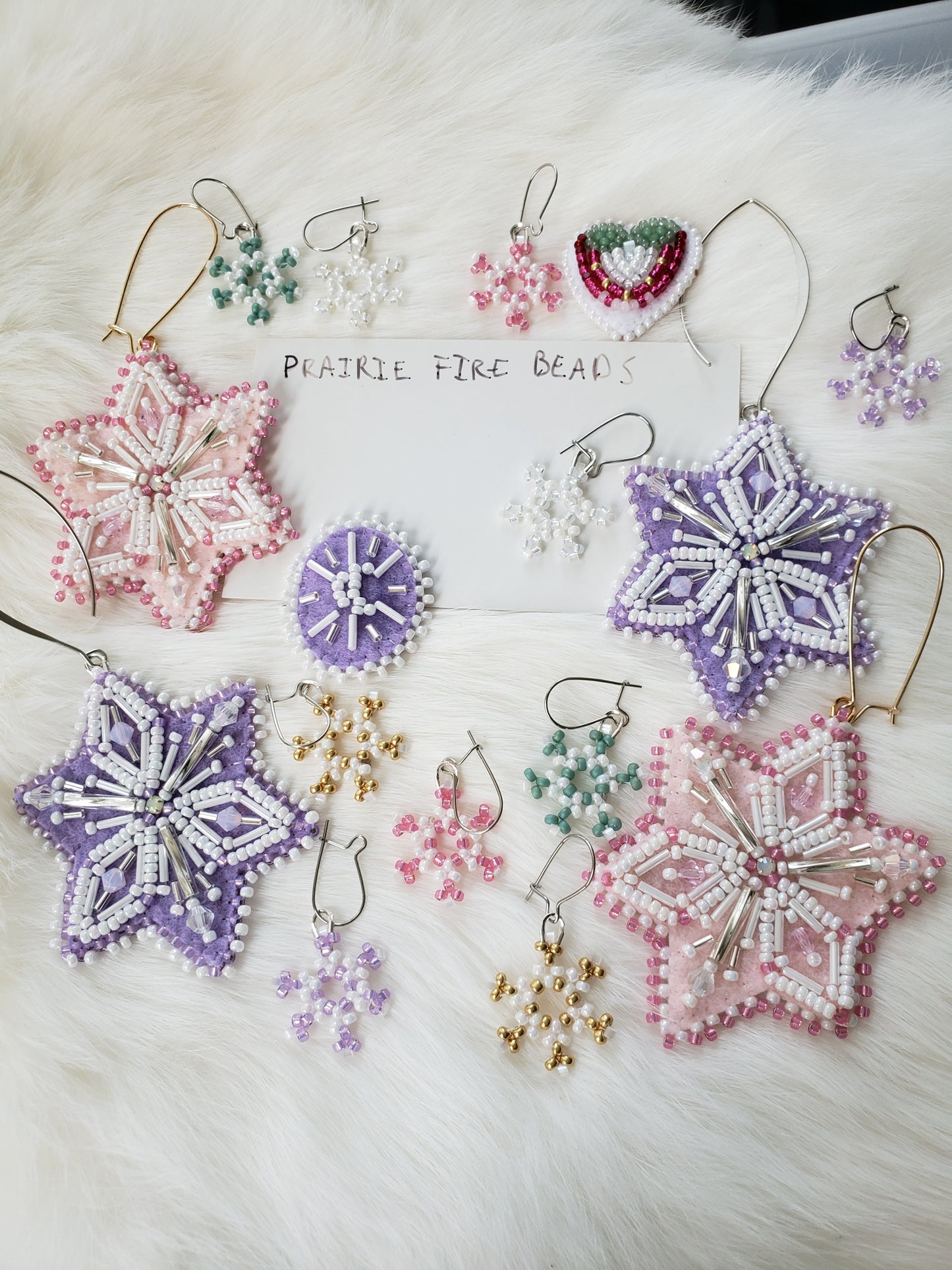 Pink Snowflake Earrings