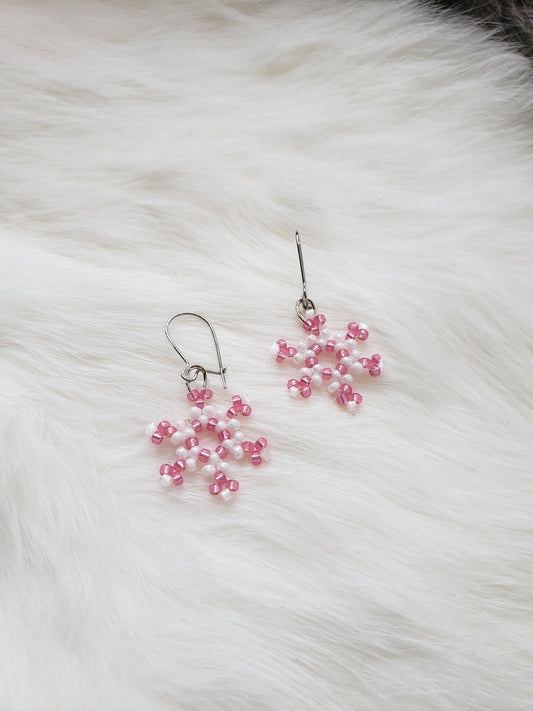 Pink Snowflake Earrings