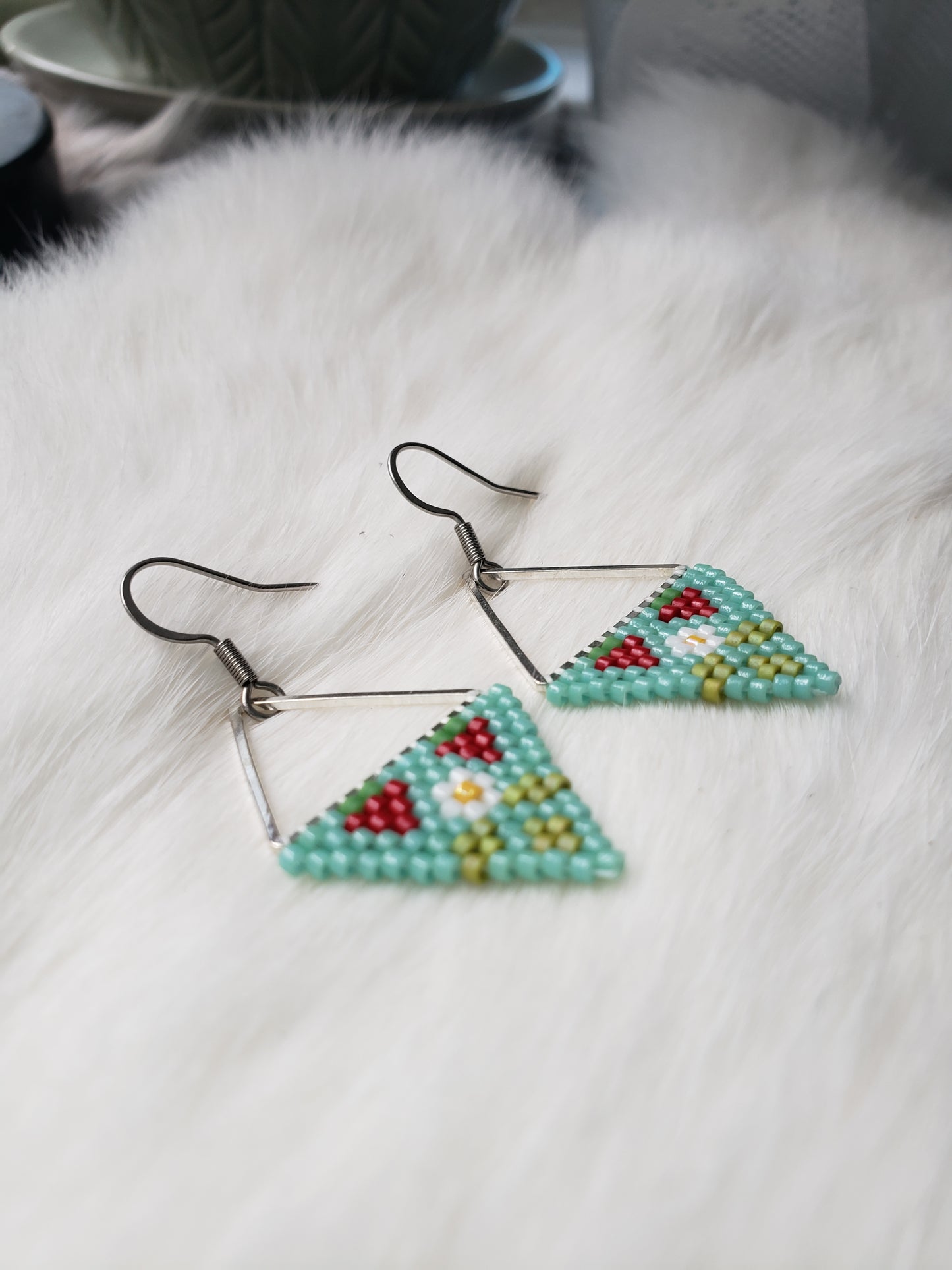 Teal Strawberry Triangles