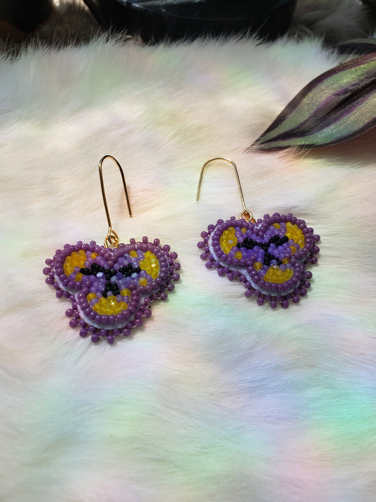 Purple Pansy Earrings
