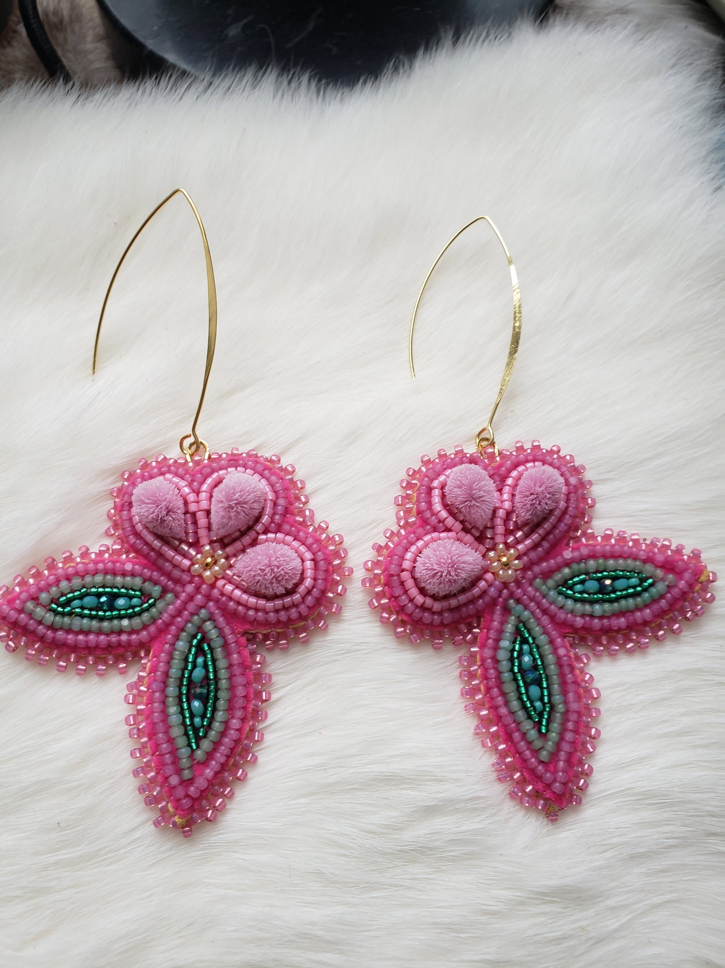 Pink Tufted Earrings