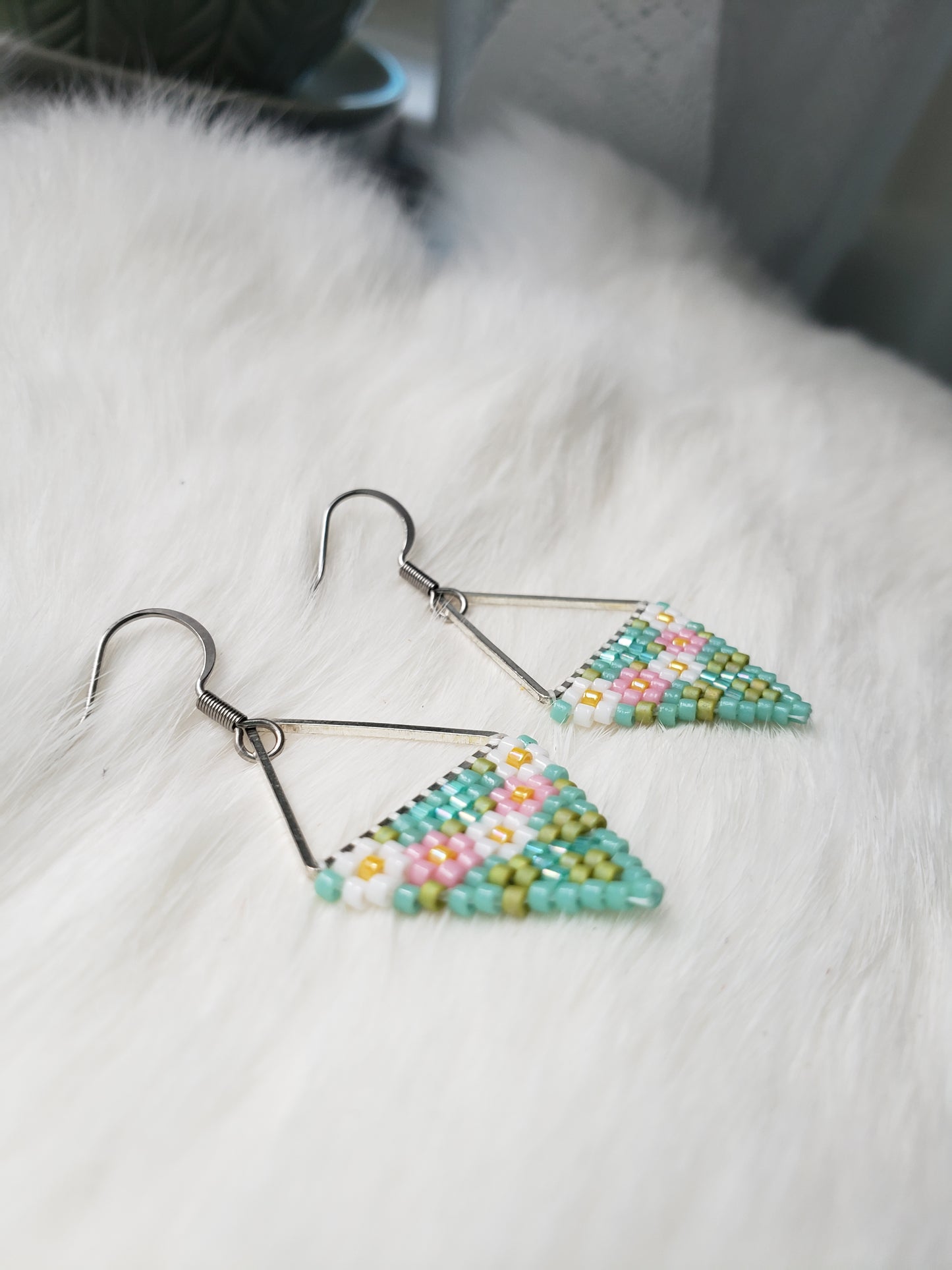 Teal Flower Triangles