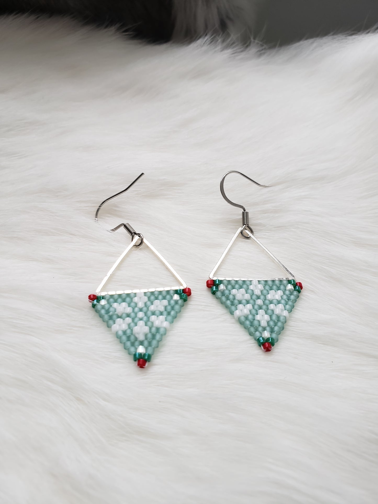Snowflake Triangle Earrings