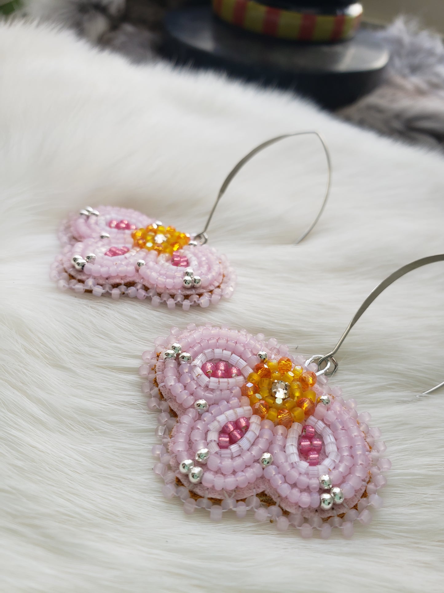 Pink Flower Earrings