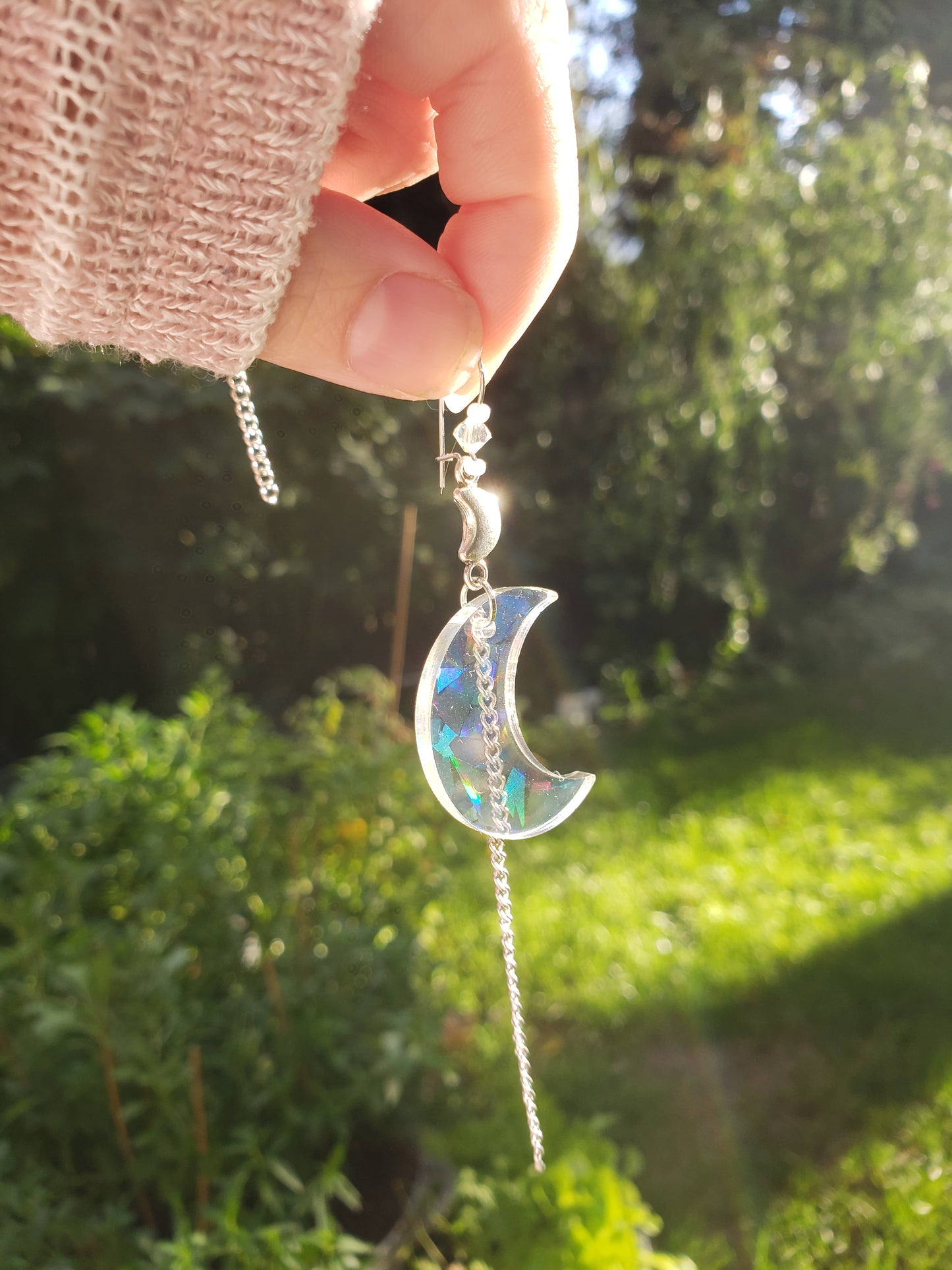 Rainbow Moon Earrings