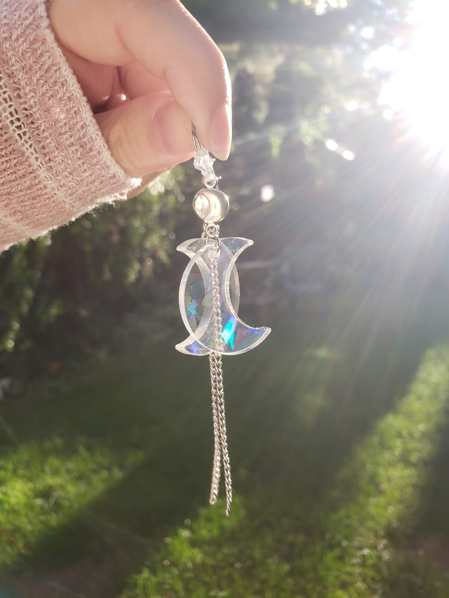 Rainbow Moon Earrings